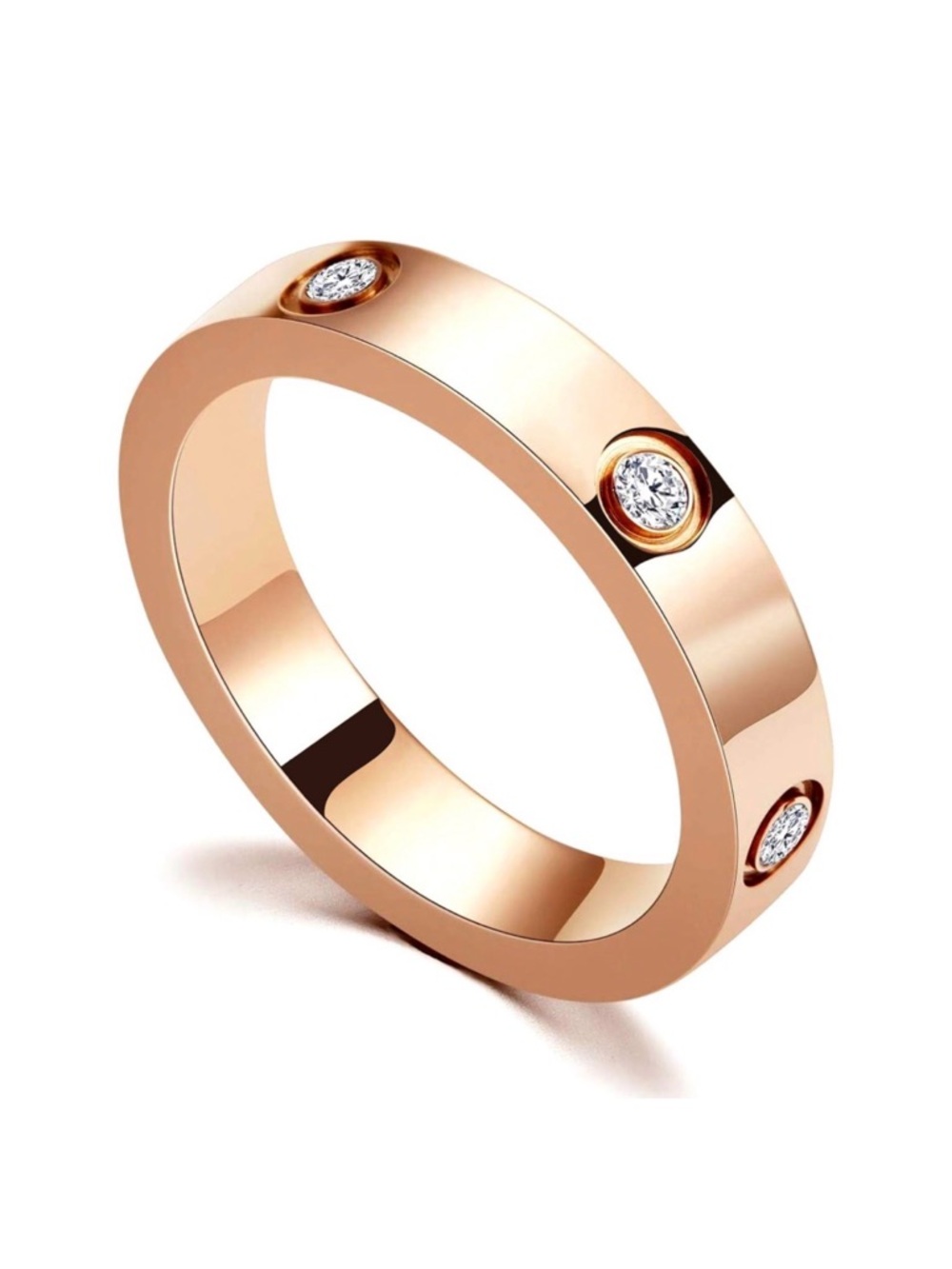 TU.LUXE LOVELY Rose Gold CZ Accent Band Ring - Women Jewelry sz 8